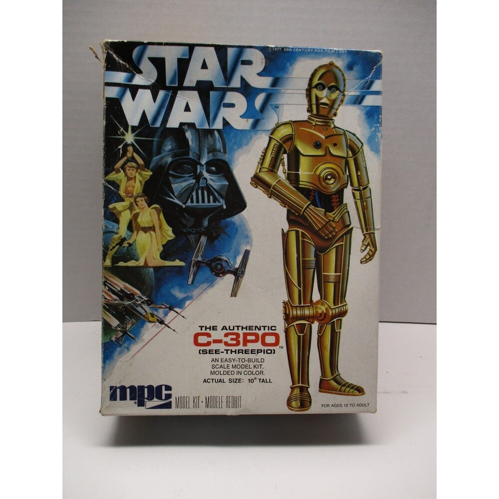Vintage 1977 Star Wars MPC C-3PO Plastic Scale Model Kit- Parts And Instructions